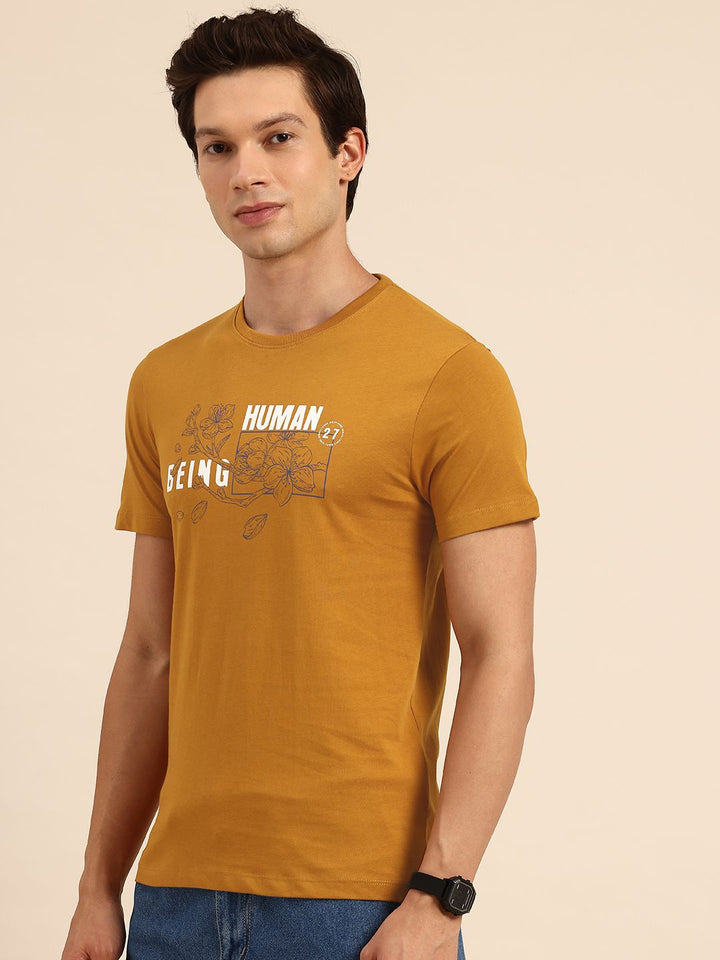 Being Human Brand Logo Printed Pure Cotton Slim Fit T-shirt
