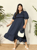 Berrylush Curve Polka Dot Printed A-Line Midi Dress