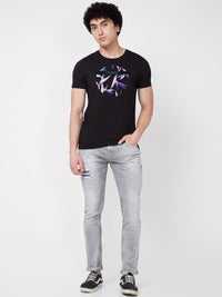 SPYKAR Round Neck Short Sleeves Printed Slim Fit Cotton T-shirt