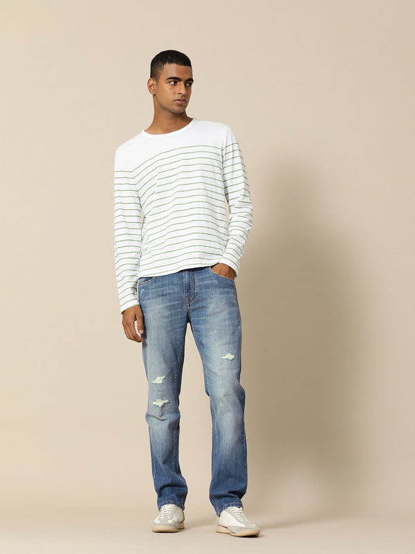 Mr Bowerbird Men Straight Fit Mildly Distressed Light Fade Mid-Rise Stretchable Jeans