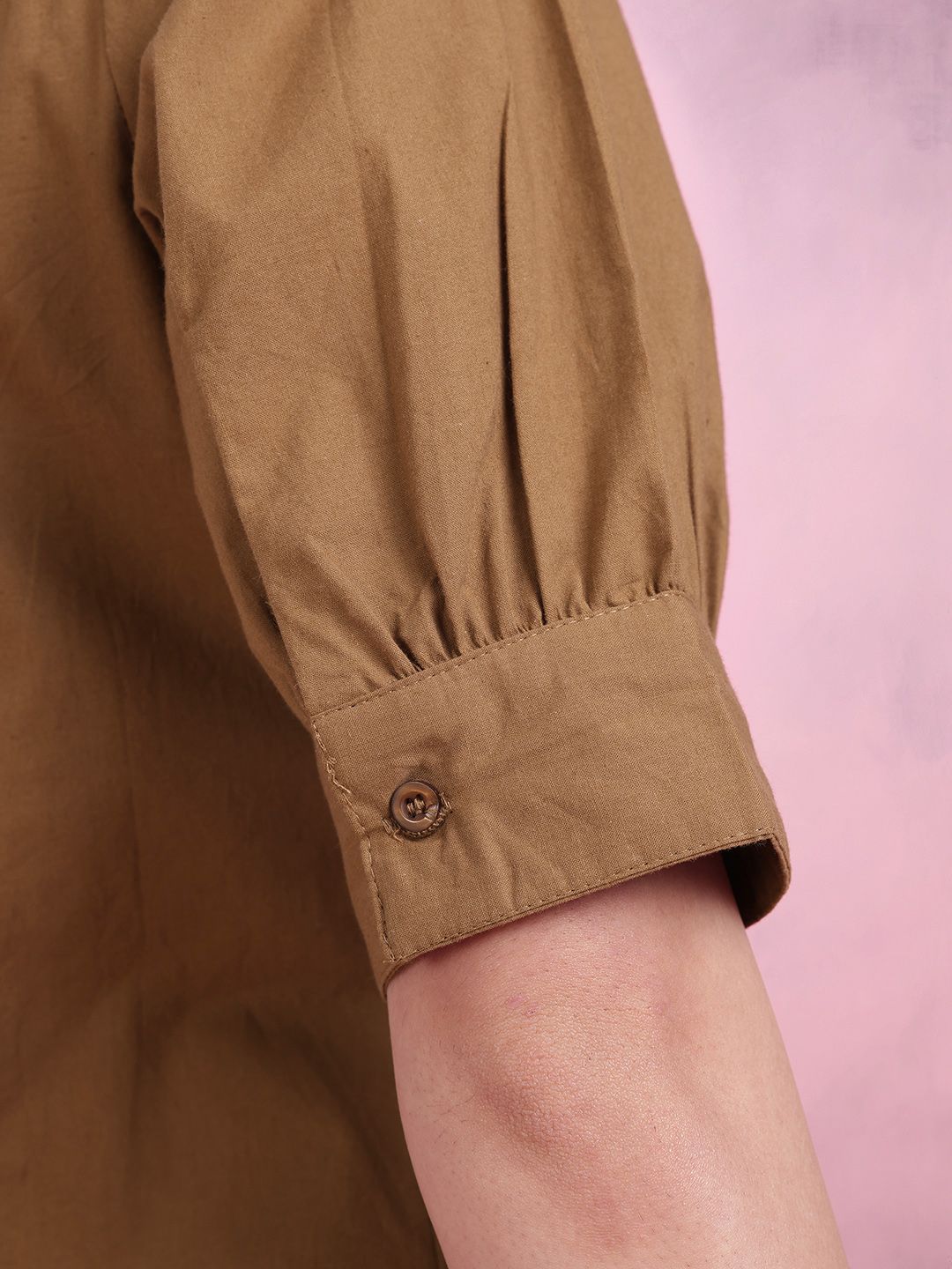 DressBerry Pure Cotton Puff Sleeves Mini Shirt Dress