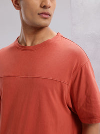 HRX by Hrithik Roshan Drop-Shoulder Sleeves Panelled Pure Cotton Lifestyle T-shirt