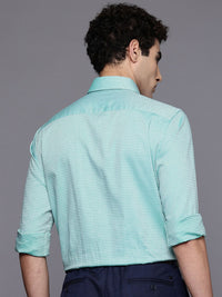 Raymond Pure Cotton Slim Fit Self Grid Tattersall Checks Formal Shirt