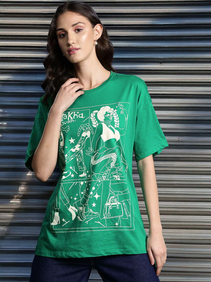 DressBerry Printed Drop-Shoulder Sleeves Pure Cotton T-shirt