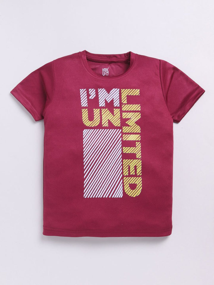 HRX by Hrithik Roshan Boys Typography Printed Rapid-Dry T-shirt