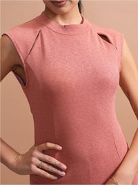 Tokyo Talkies Rose High Neck Sheath Midi Dress