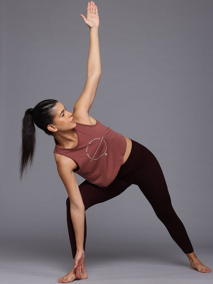 HRX by Hrithik Roshan Typography Print Cut-out Detail Crop Yoga T-shirt with Tie-ups