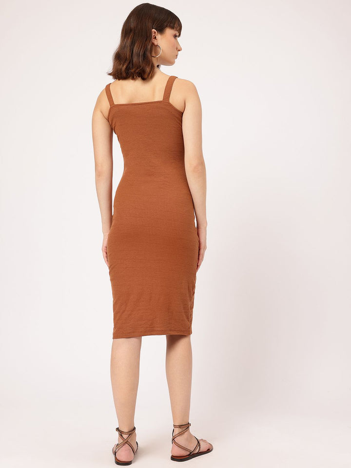 DressBerry Button-Down Breeze Ribbed Slit Sheath Dress