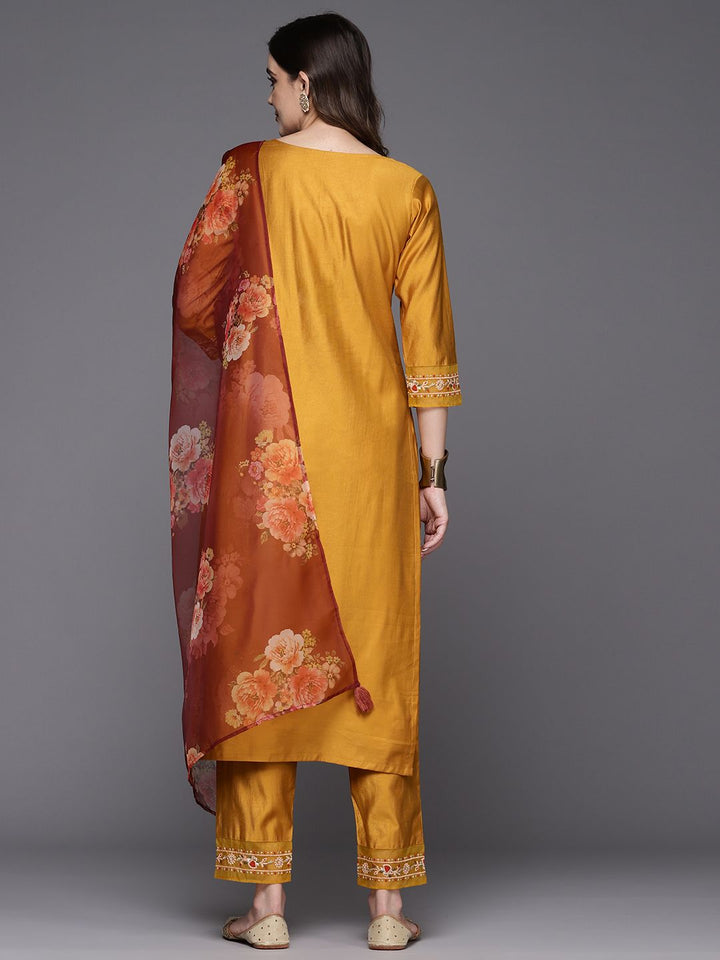 Indo Era Women Embroidered Liva Kurta with Trousers & Dupatta