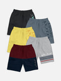 HELLCAT Boys Pack Of 5 Mid-Rise Colourblocked Cotton Shorts