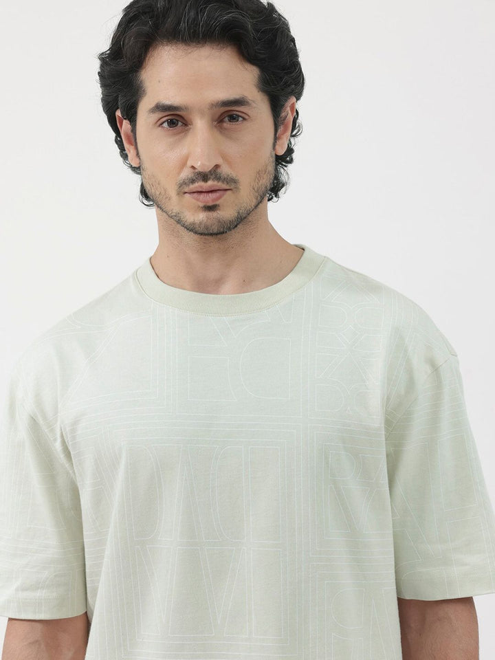 RARE RABBIT Men Hagrid Oversized Round Neck Cotton T-Shirt
