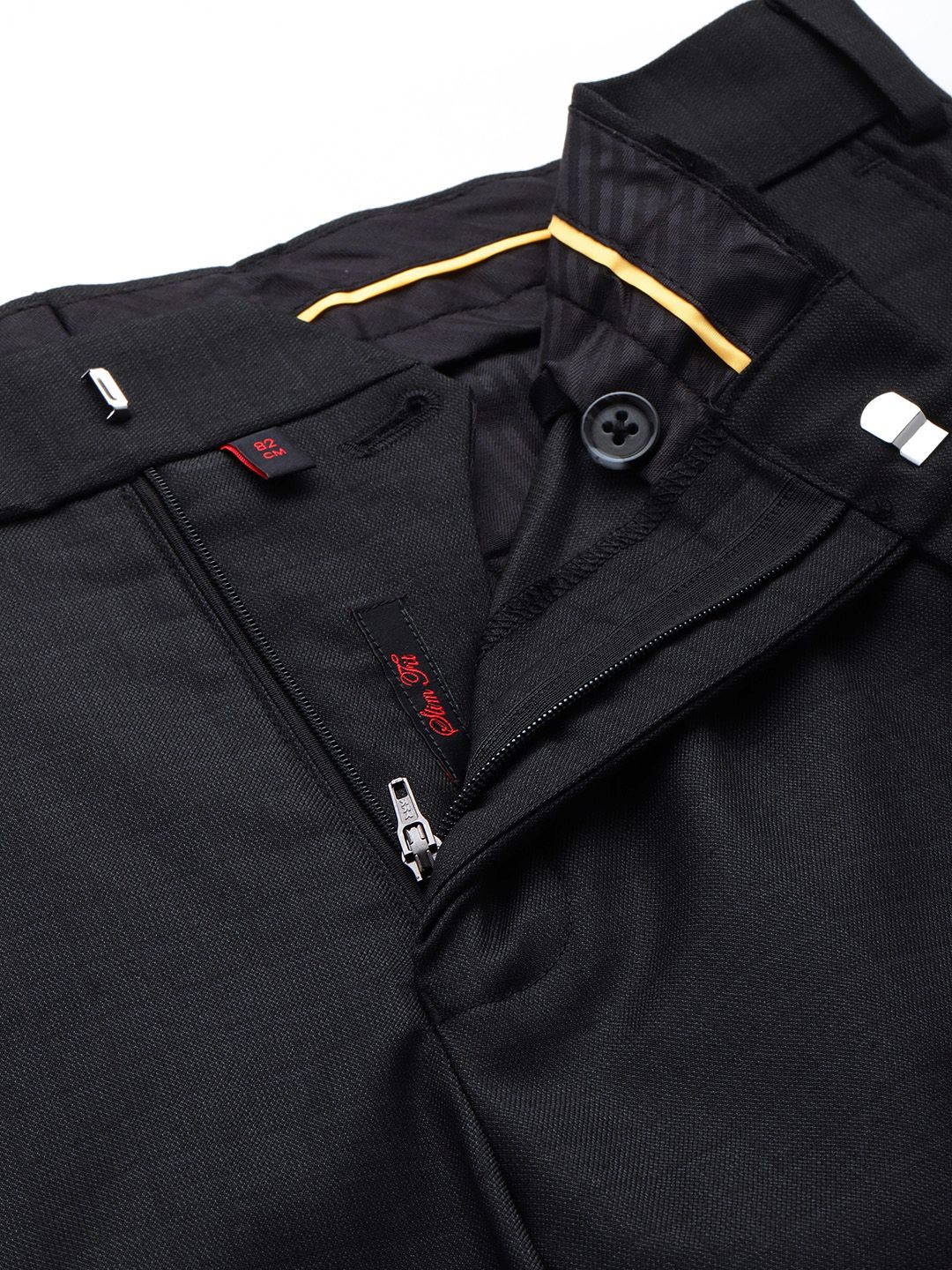 Raymond Men Mid-Rise Slim Fit Checked Formal Trousers