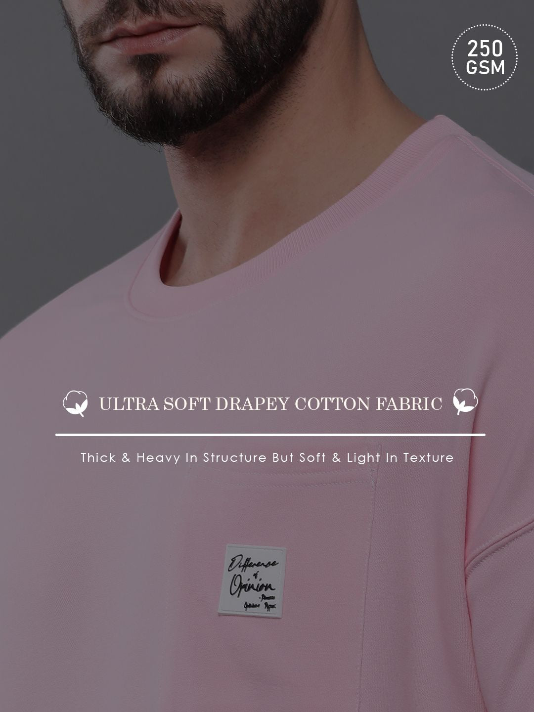 Difference of Opinion Men Oversized Drop Shoulder Ultra Soft Drapey Cotton T-Shirt