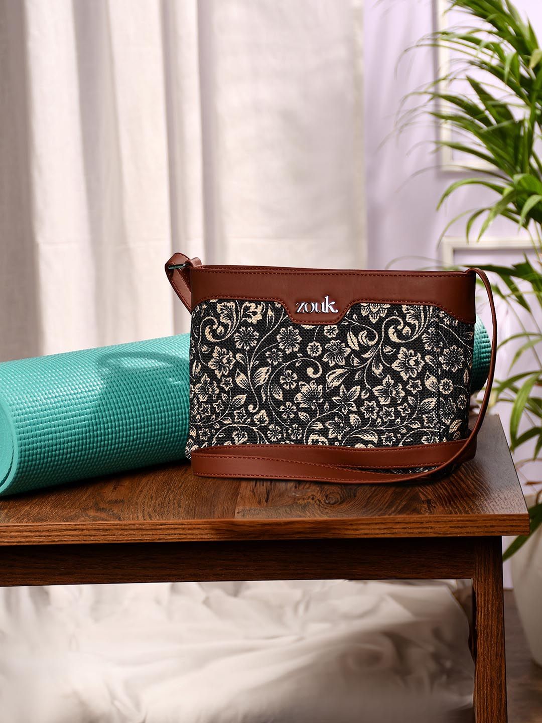 ZOUK FloMotif Harmony Floral Printed Structured Sling Bag