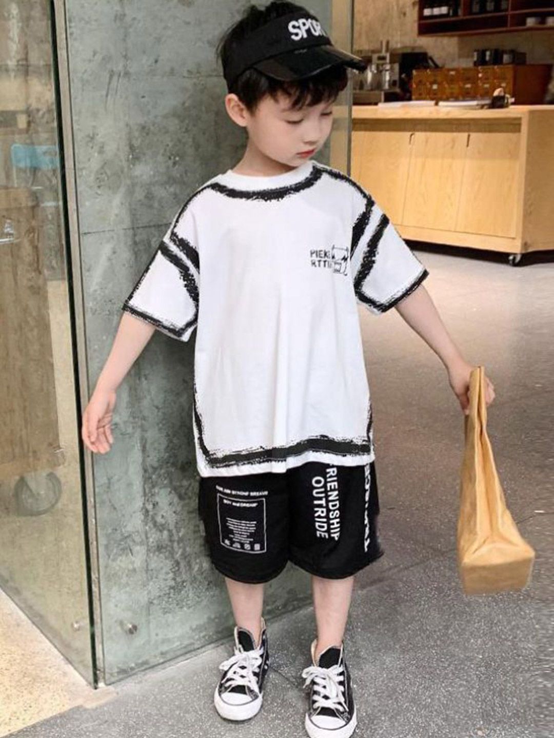 YK Boys Printed Round Neck Pure Cotton T-Shirt With Shorts