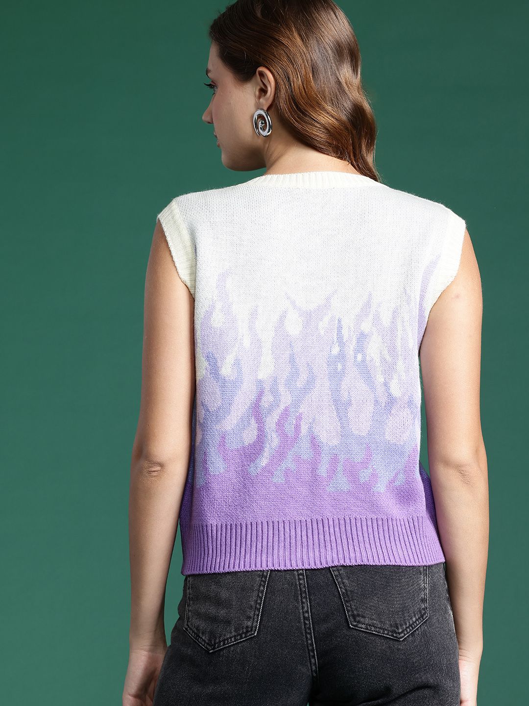 DressBerry Women Self Design Acrylic Sweater Vest