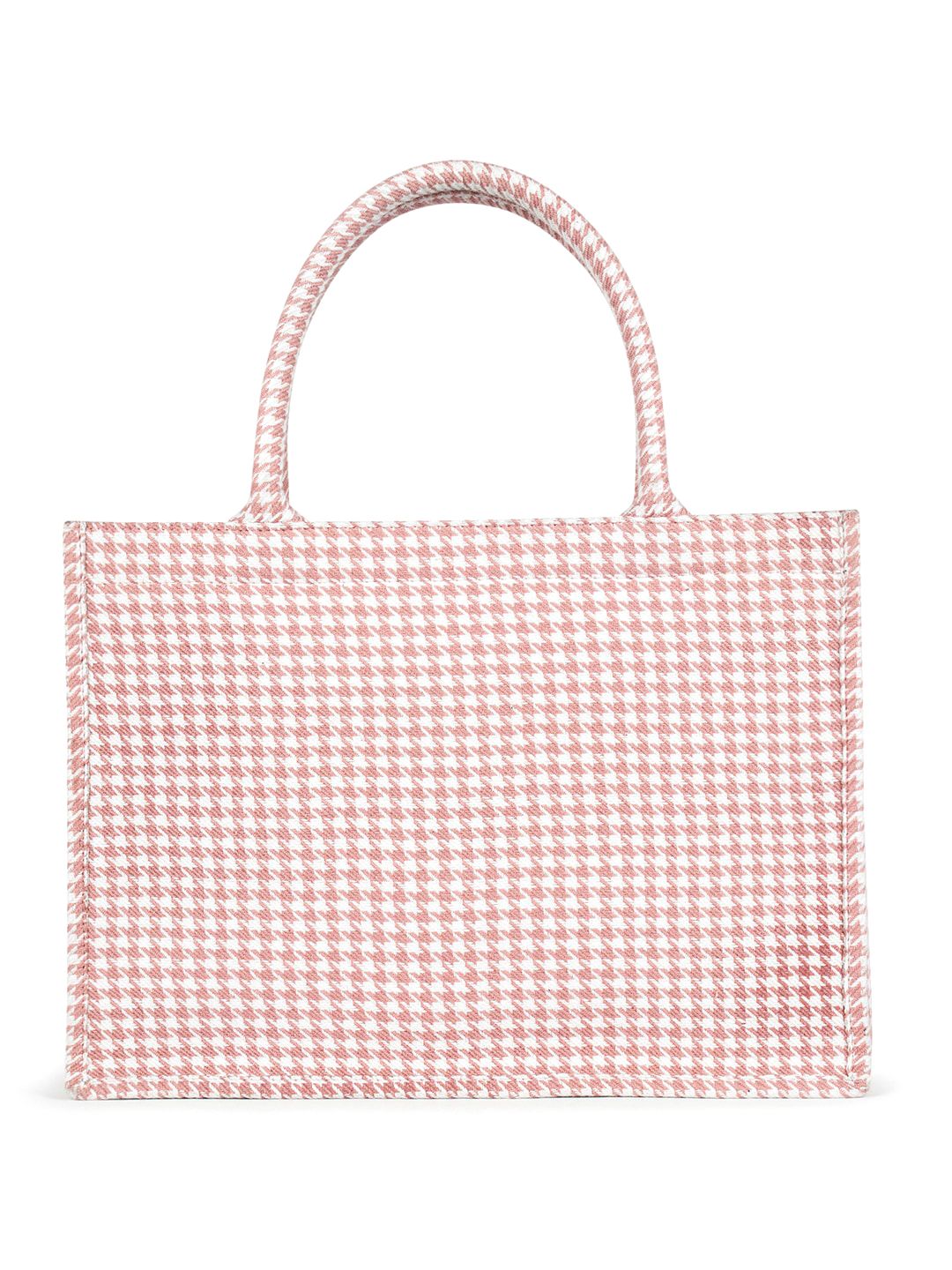 Berrylush Pink Geometric Printed Structured Tote Bag