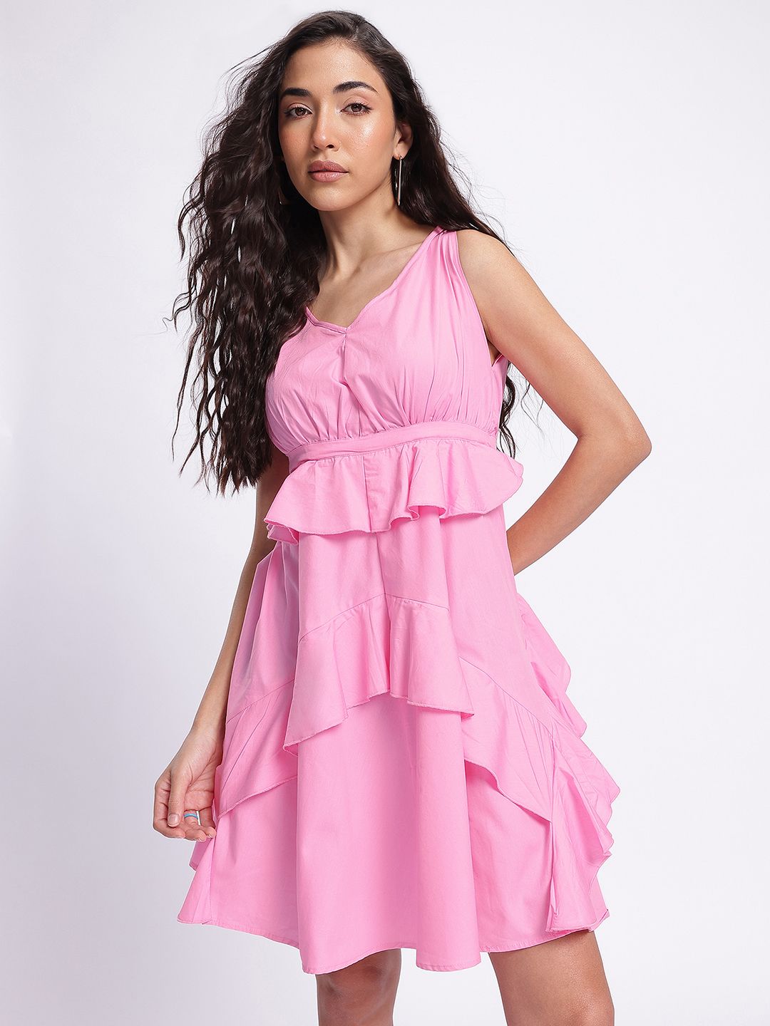 DressBerry Pastel Charm Ruffled A-line Dress