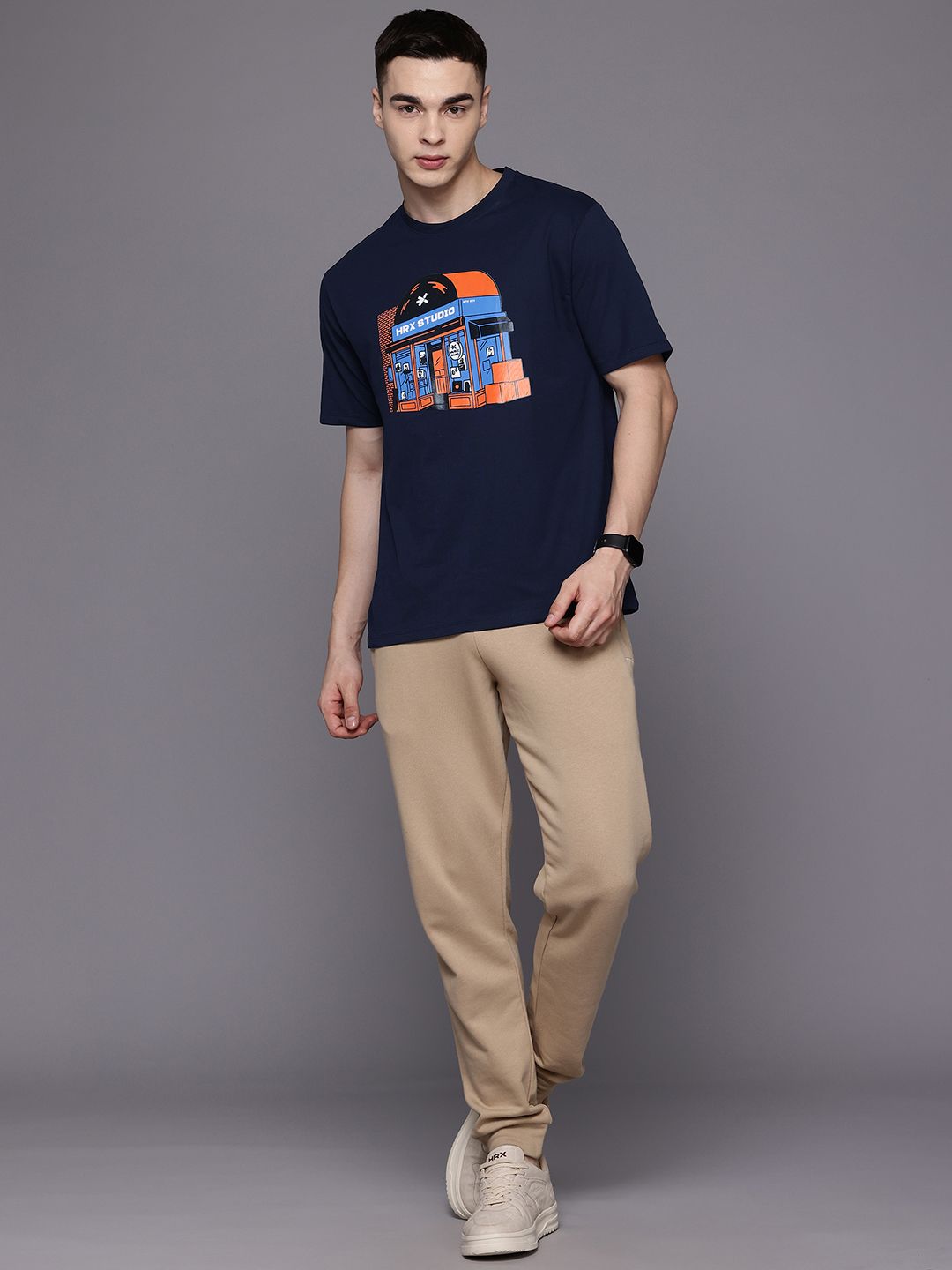 HRX by Hrithik Roshan Quirky Graphic Print Relaxed Fit T-shirt