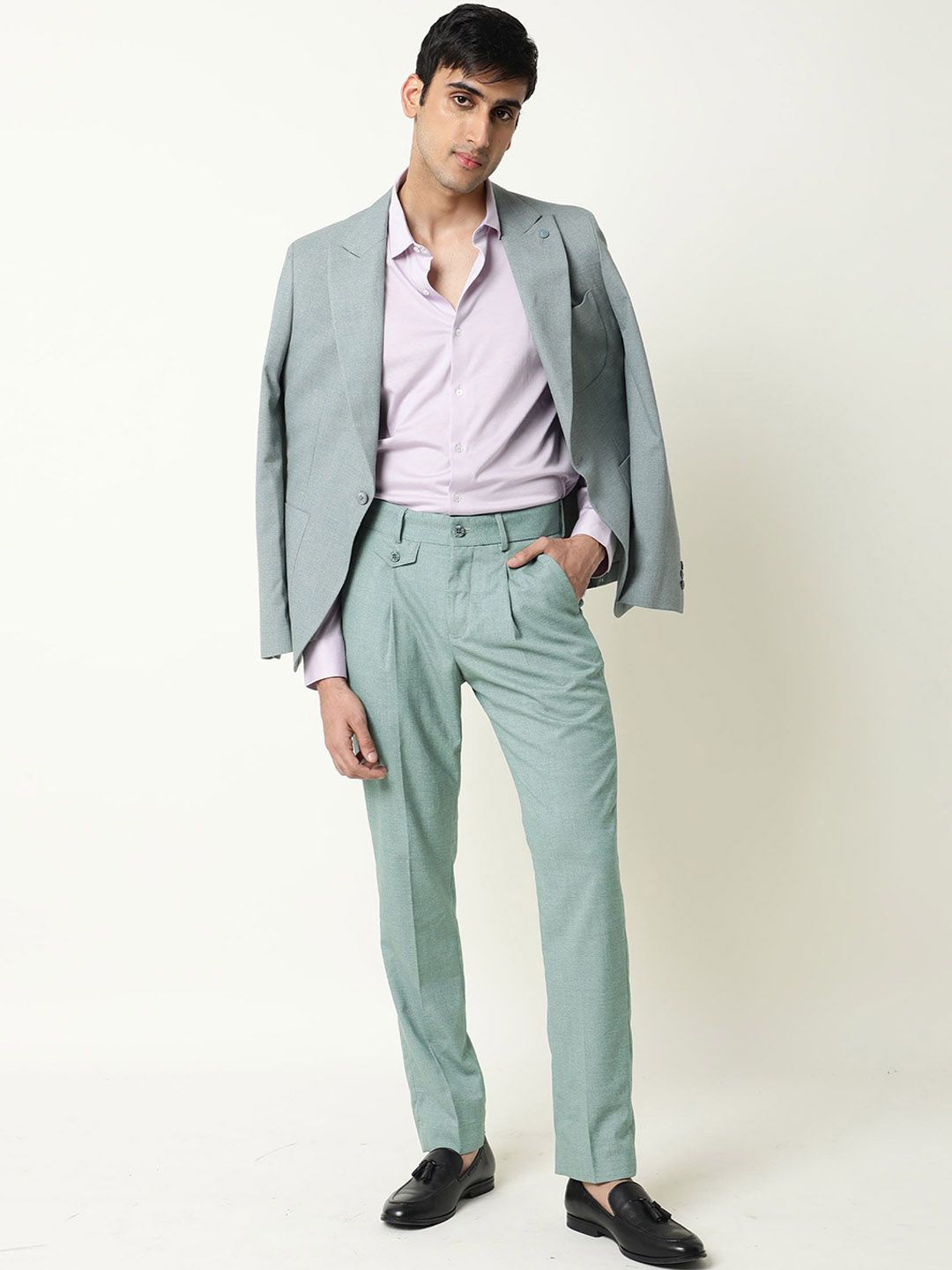 RARE RABBIT Men Dexs Slim Fit Mid Rise Formal Trouser