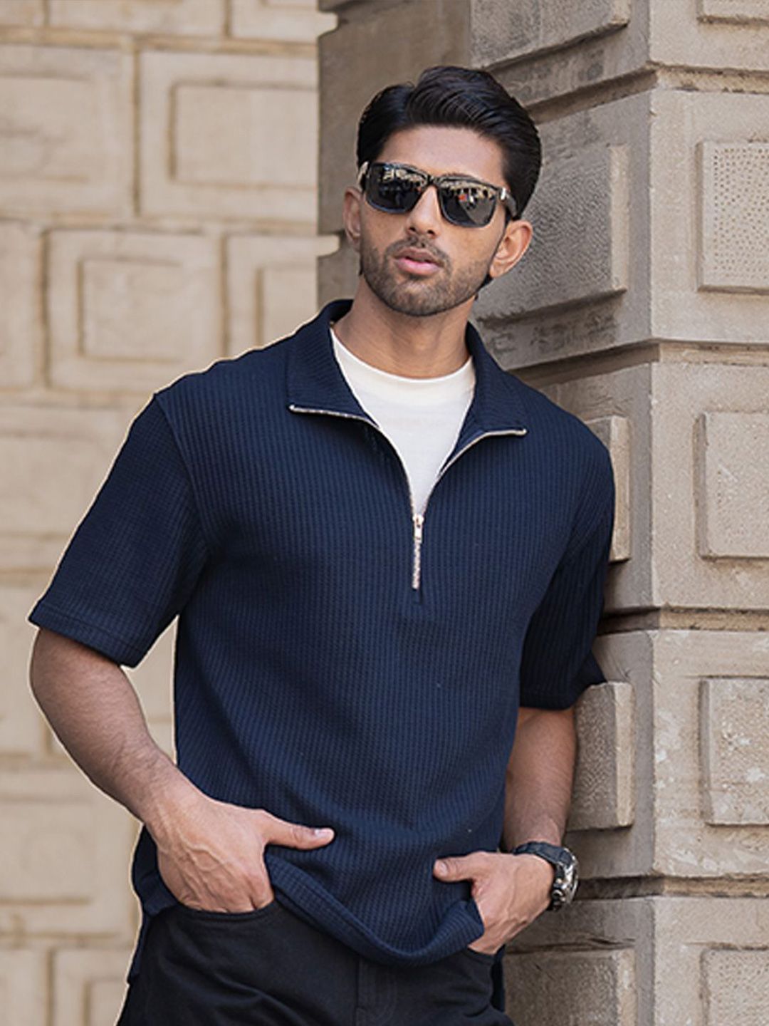 Powerlook Men Solid Polo Collar Cotton T-shirt