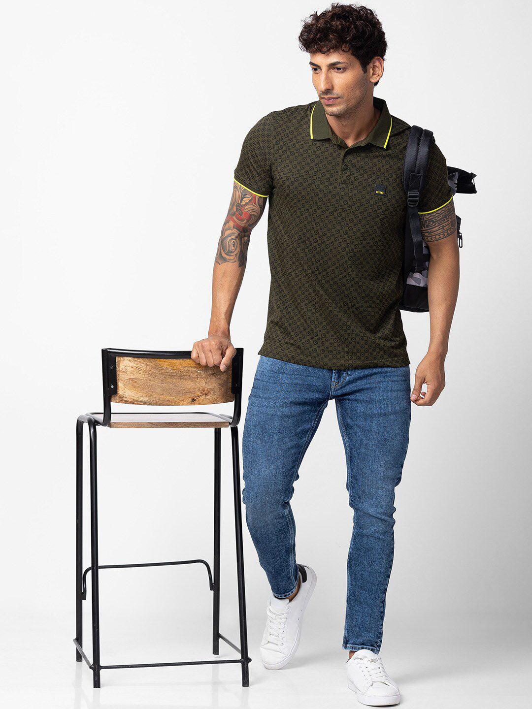 SPYKAR Men Cotton Printed Polo Collar T-shirt