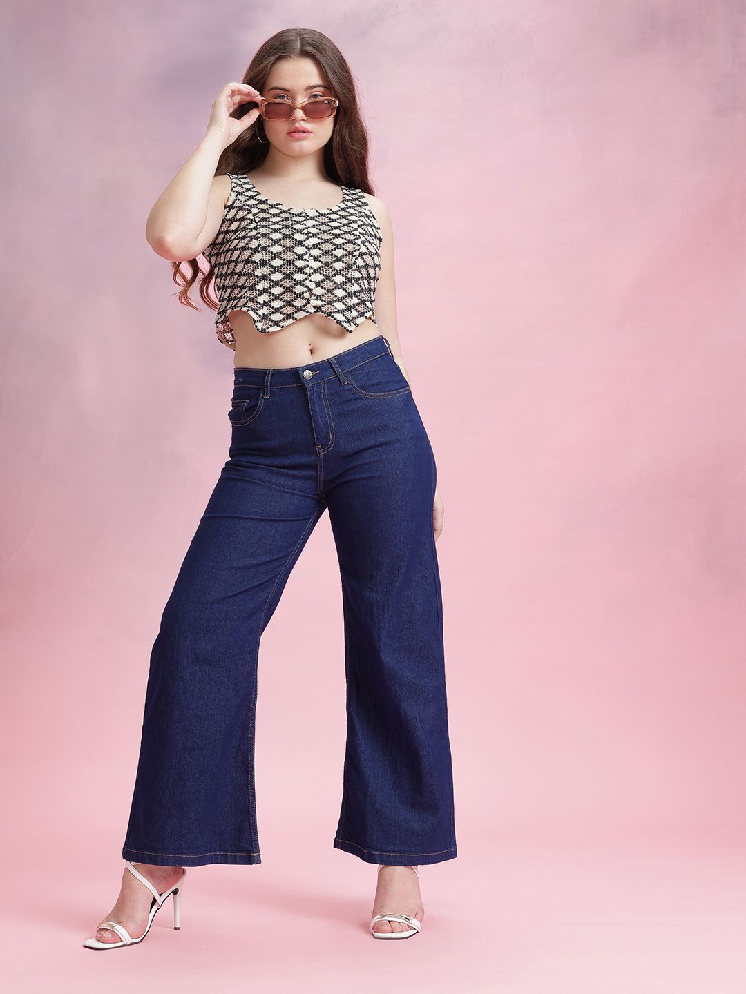 DressBerry Open Knit Crochet Waistcoat-Style Vest Top