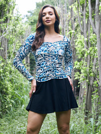 Athena Blue Print Top