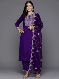 Indo Era Women Floral Embroidered Thread Work Kurta with Trousers & With Dupatta