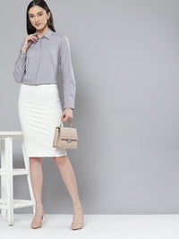 DENNISON Women Grey Solid Formal Shirt