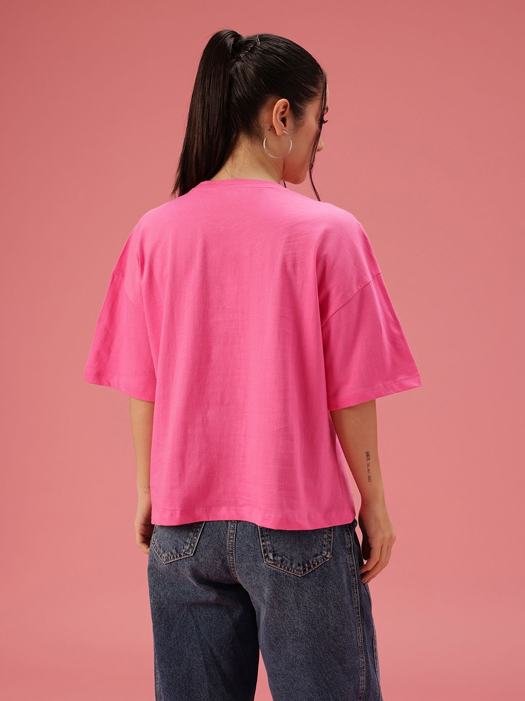 DressBerry Relaxed Fit Graphic Printed Pure Cotton T-shirt