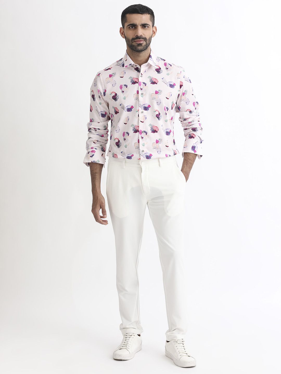 RARE RABBIT Men Pink Standard Slim Fit Printed Casual Shirt