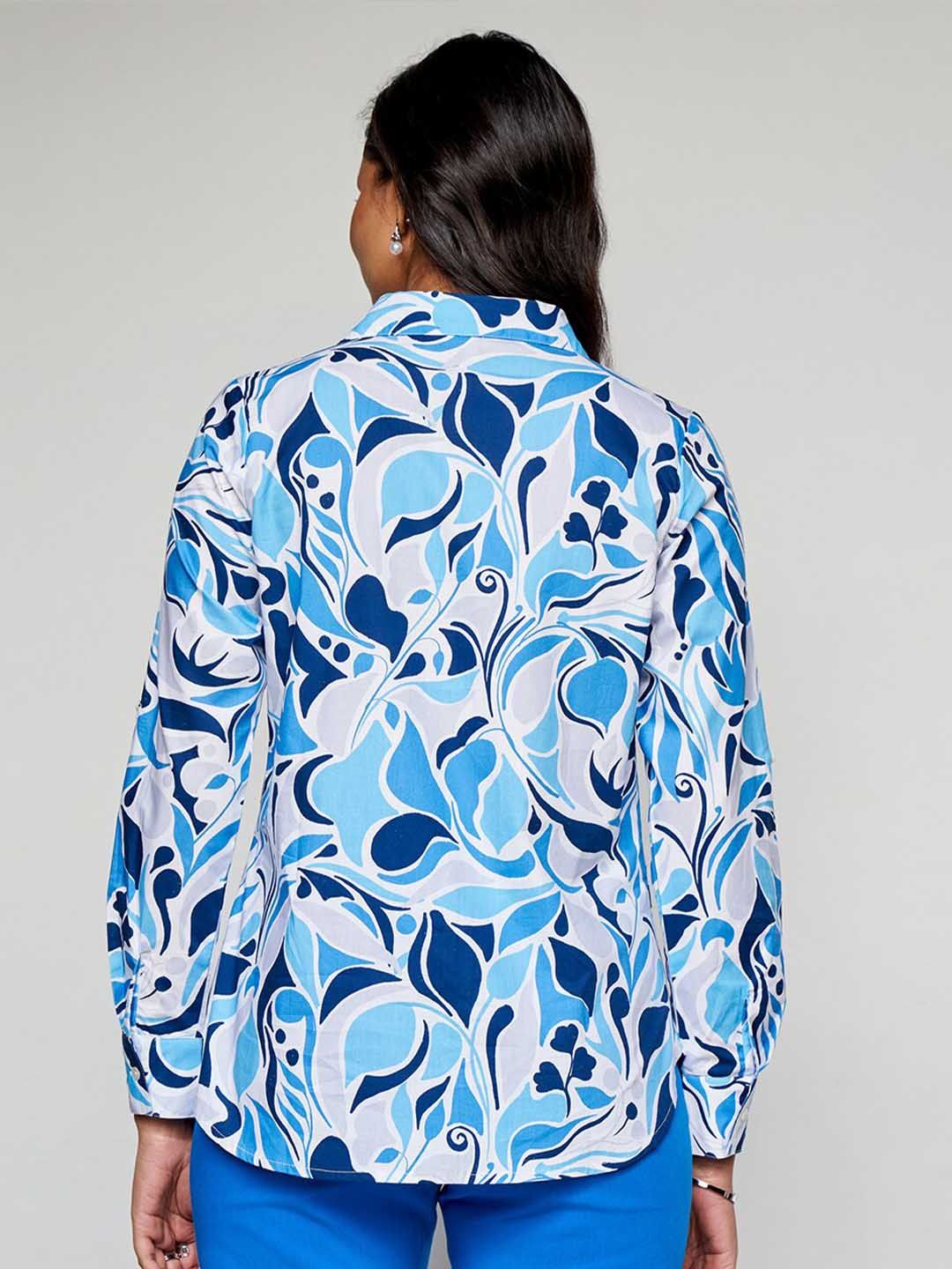 AND Abstract Printed Long Sleeves Cotton Shirt Style Top