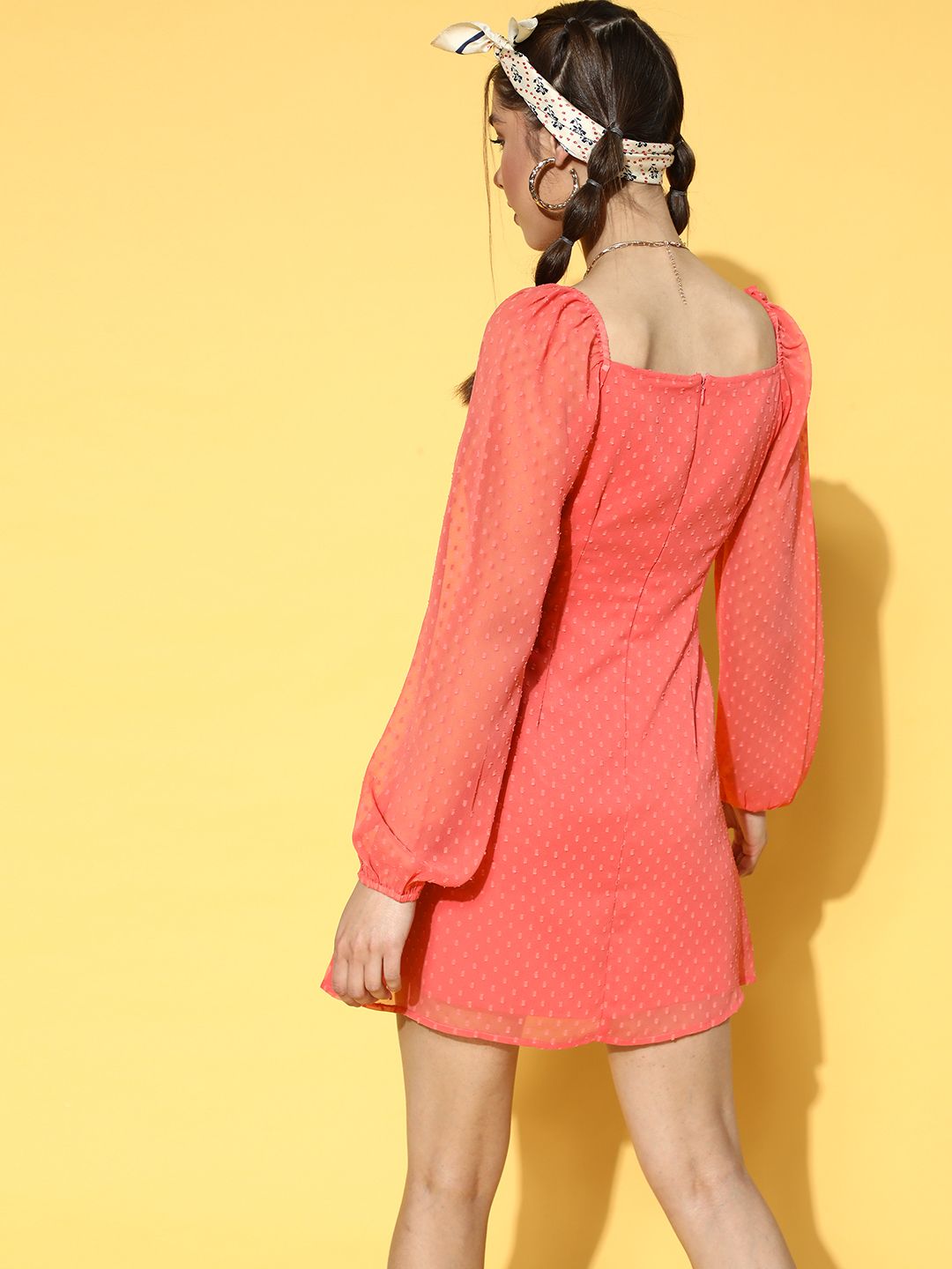 Berrylush Coral Pink A-Line Mini Dress