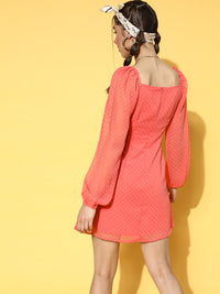 Berrylush Coral Pink A-Line Mini Dress