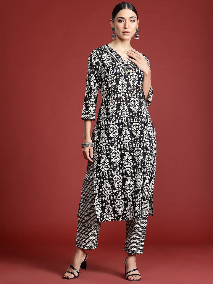 Indo Era Ethnic Motifs Printed Pure Cotton Kurta with Trousers