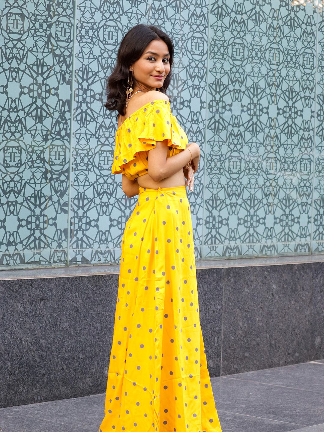 Berrylush Women Bright Yellow Polka Dots Dress