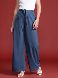 all about you Women Pleated  Wide Leg Trousers with Fabric Belt