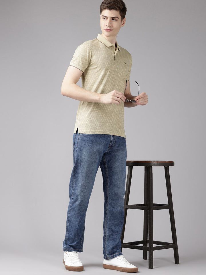 Park Avenue Micro Printed Polo Collar Slim Fit T-shirt