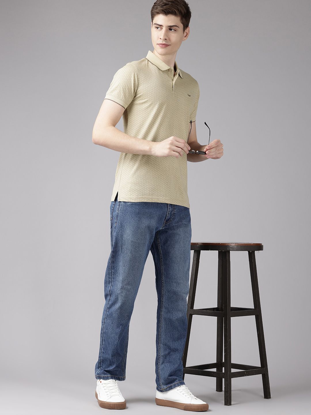 Park Avenue Micro Printed Polo Collar Slim Fit T-shirt