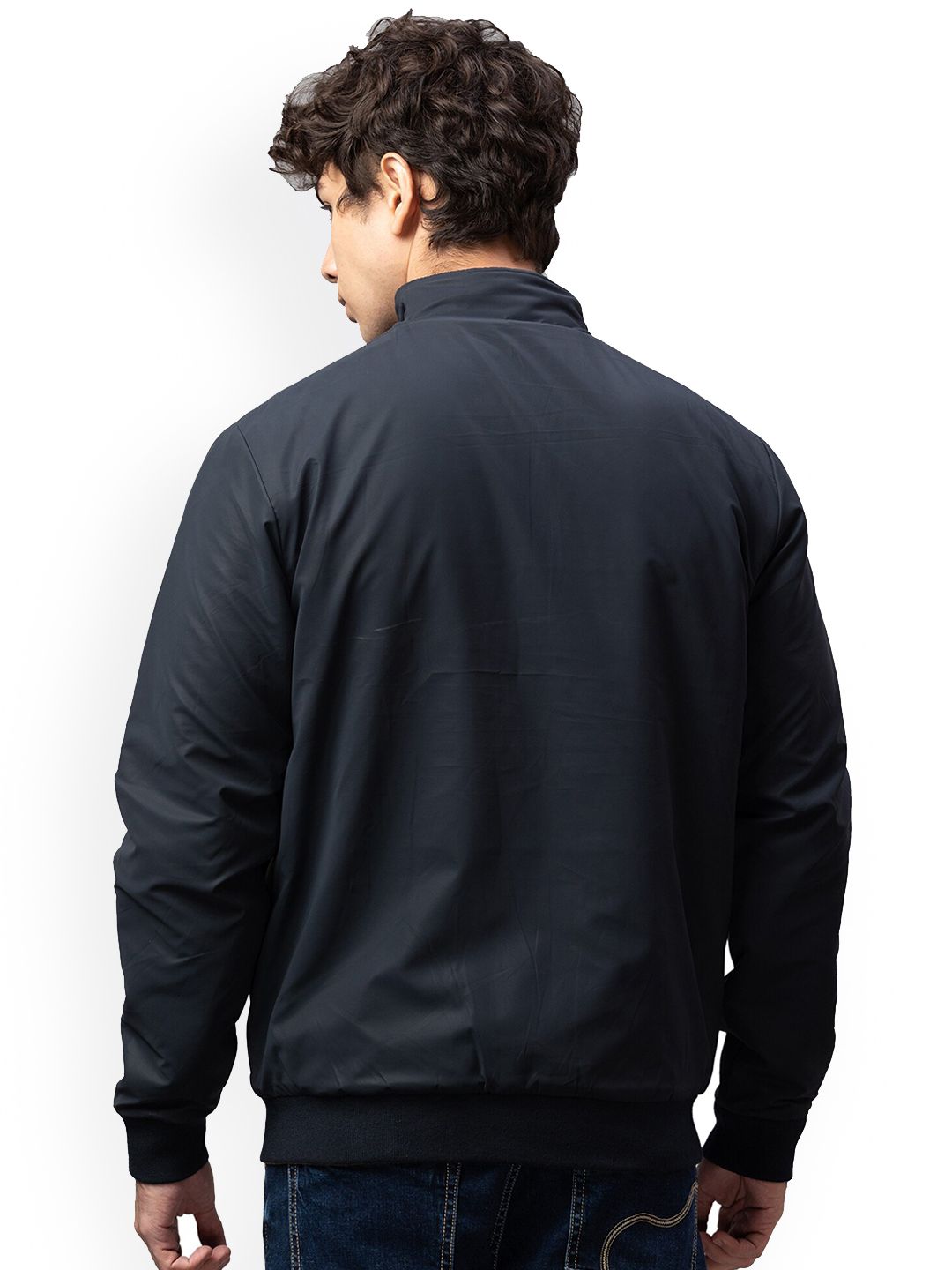 Being Human Men Navy Blue Crop Bomber Jacket