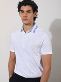 RARE RABBIT Men Divide Polo Collar Slim Fit Cotton T-Shirt