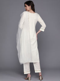 Indo Era Women Embroidered Thread Work Pure Cotton Kurta with Trousers & With Dupatta