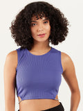 Athena Round Neck Cut-Out Detailed Fitted Crop Top
