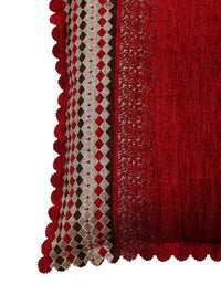 HOSTA HOMES Red & Gold-Toned Set of 2 Velvet Square Cushion Covers