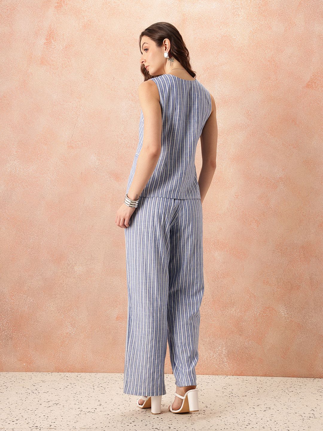 all about you Striped V-Neck Pure Cotton Co-Ords