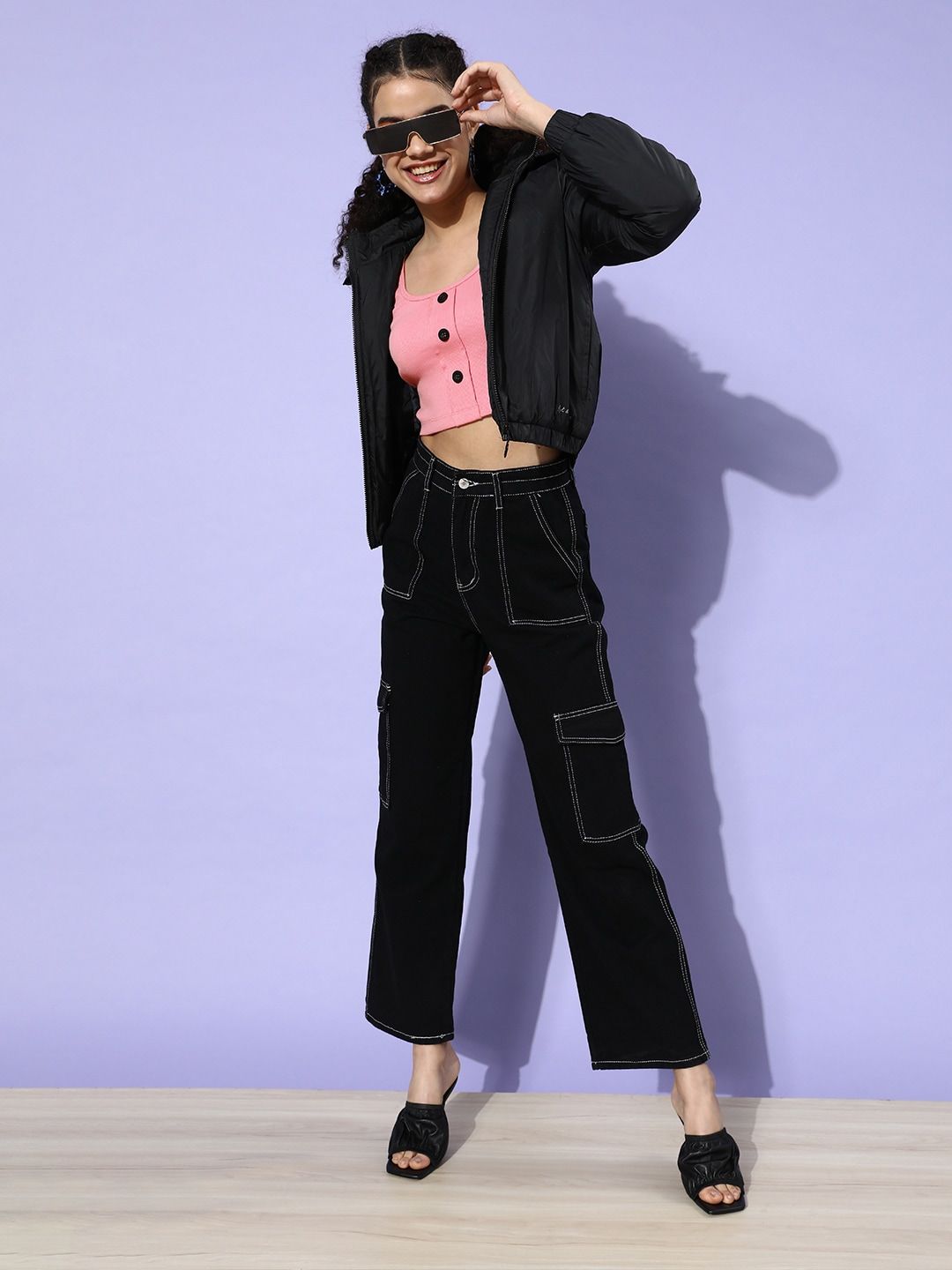 STREET 9 Woman Pretty Pink Solid Cropped Top