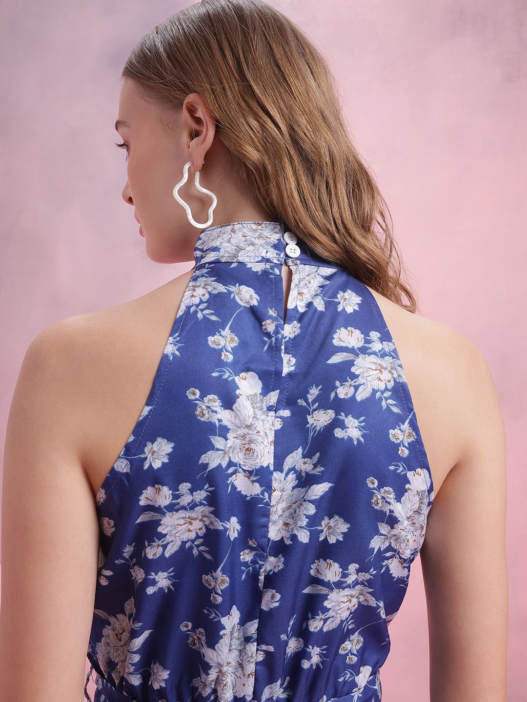 DressBerry Floral Print Belted A-Line Midi Dress