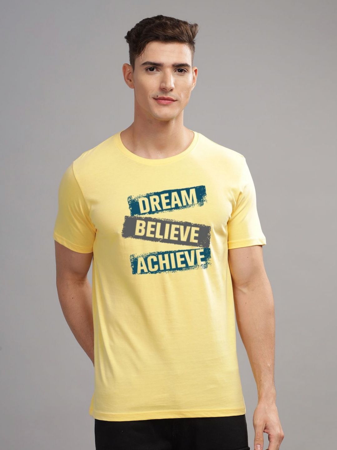 ADRO Men Typography Printed Applique T-shirt