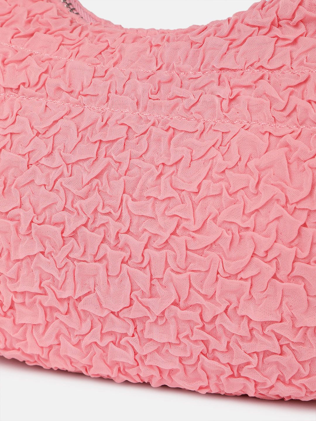 DressBerry Textured Self Design Half Moon Hobo Bag